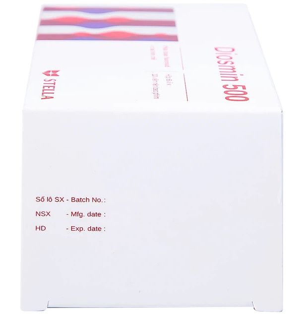 Thuốc Diosmin 500 Stella điều trị suy tĩnh mạch, mạch bạch huyết (6 vỉ x 10 viên)