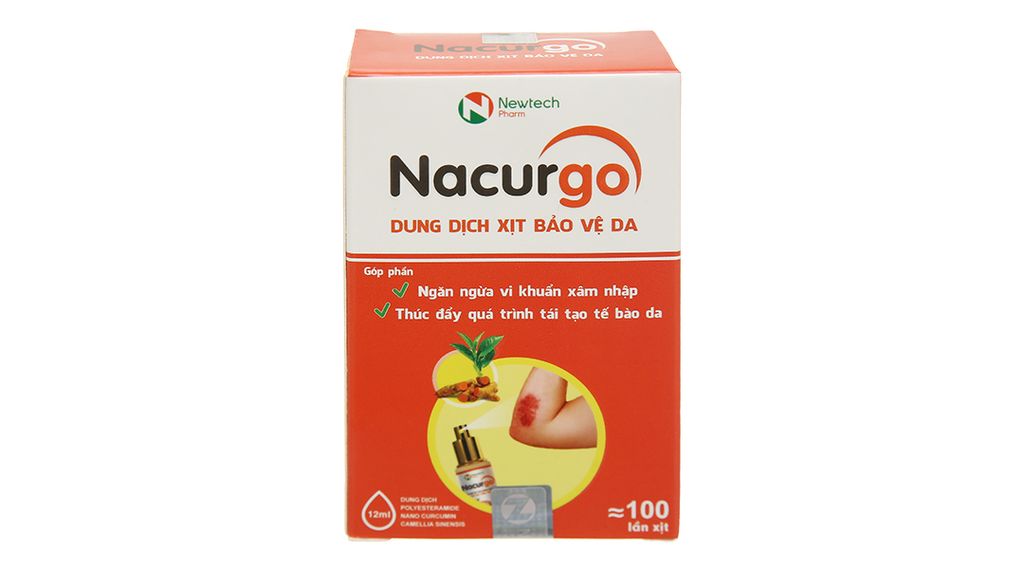Dung dịch xịt Nacurgo kháng khuẩn, tái tạo da chai 12ml
