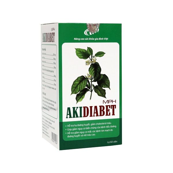 Viên tiểu đường Akidiabet Tăng tiết Insulin tự nhiên, ổn định đường huyết, ngừa biến chứng tiểu đường - Hộp 60 viên