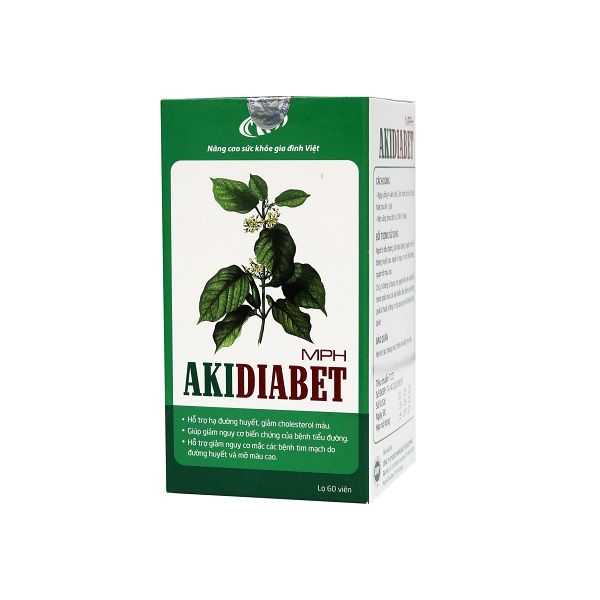 Viên tiểu đường Akidiabet Tăng tiết Insulin tự nhiên, ổn định đường huyết, ngừa biến chứng tiểu đường - Hộp 60 viên