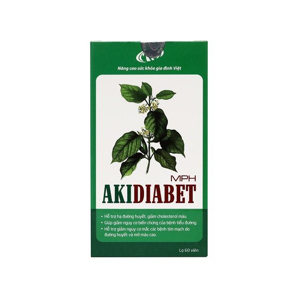 Viên tiểu đường Akidiabet Tăng tiết Insulin tự nhiên, ổn định đường huyết, ngừa biến chứng tiểu đường - Hộp 60 viên