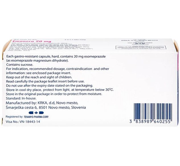 Thuốc Emanera 20mg KRKA điều trị trào ngược dạ dày thực quản (4 vỉ x 7 viên)
