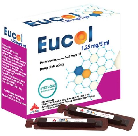 Dung dịch uống Eucol 1.25mg/5ml CPC1 điều trị dị ứng, mày đay, nổi ban (20 ống)