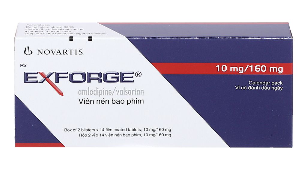 Exforge 10mg/160mg trị tăng huyết áp (2 vỉ x 14 viên)