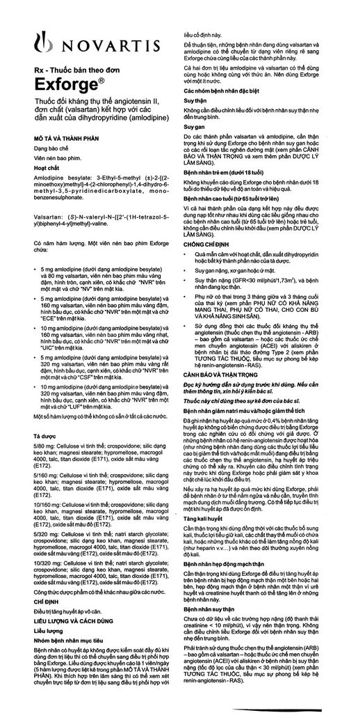Exforge 10mg/160mg trị tăng huyết áp (2 vỉ x 14 viên)