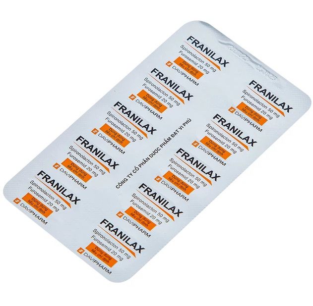 Thuốc Franilax 50mg/20mg Đạt Vi Phú ngăn chặn sự tích tụ nước trong cơ thể (30 viên)