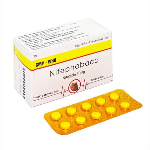 Nifedipin 10mg phabaco(10*10)  - điều trị đau thắt ngực