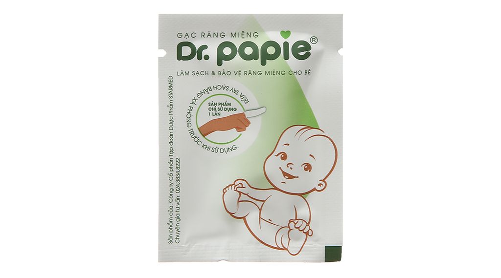 Gạc răng miệng Dr. Papie giúp sạch lưỡi, nướu, răng hộp 30 gói