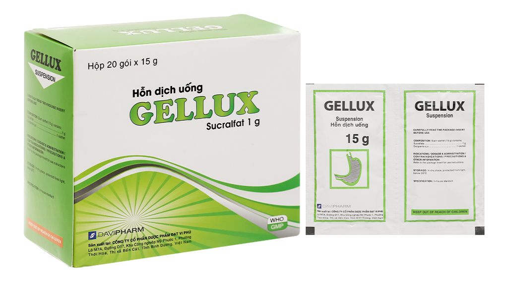 Thuốc trị loét dạ dày, tá tràng Gellux (20 gói/hộp)