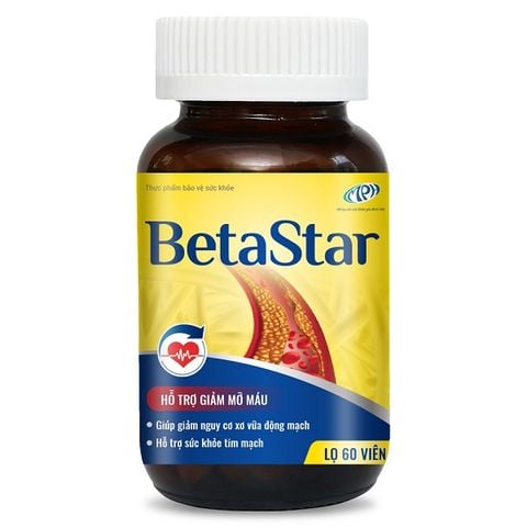 BetaStar ( lọ 60 viên ) - Hỗ trợ giảm mỡ máu, giúp giảm nguy cơ xơ vữa động mạch