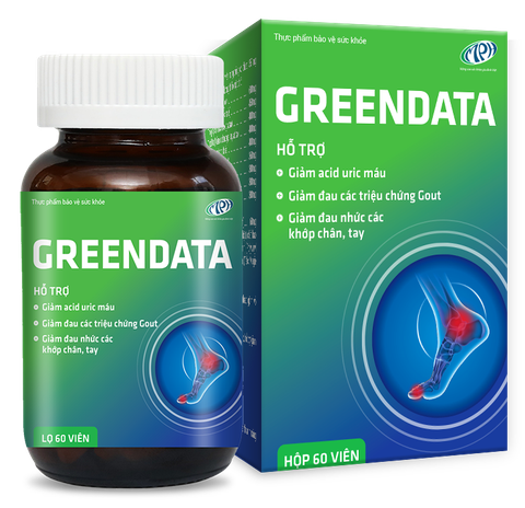 Viên gout GREENDATA - tăng thải trừ acid uric, giảm triệu chứng đau khớp do gout ( lọ 60 viên )