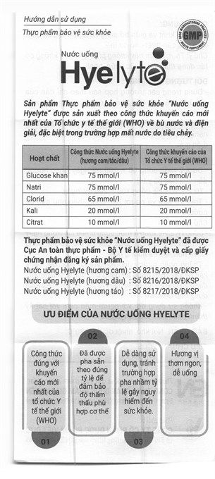 Nước uống Hyelyte hương cam/ hương dâu- hỗ trợ bù nước và điện giải lọ 250ml