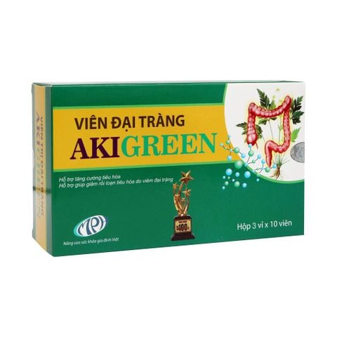 Viên đại tràng Akigreen - Dùng cho viêm đại tràng cấp và mạn tính - Hộp 30 viên