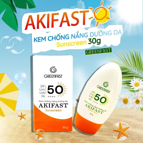 Kem chống nắng Vật Lý phổ rộng AKIFAST - Bảo vệ da, dưỡng sáng, ngừa đốm nâu