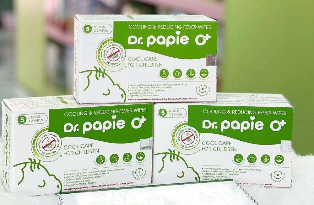 Khăn hạ sốt Dr.papie (5 túi*5 khăn)