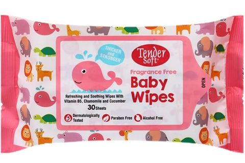 Khăn ướt em bé Tender Soft Baby Wipes không mùi gói 30 miếng