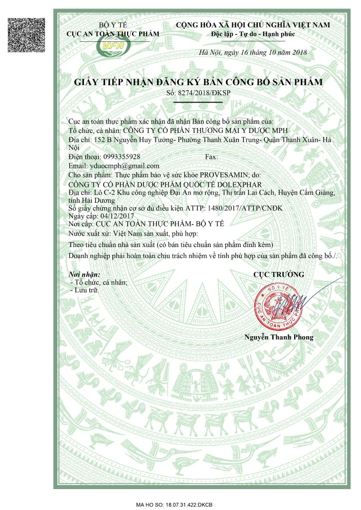 Viên uống Provesamin hỗ trợ điều trị đau nhức khớp, nuôi dưỡng tái tạo sụn khớp, ngừa thoái hóa khớp - Lọ 30 viên