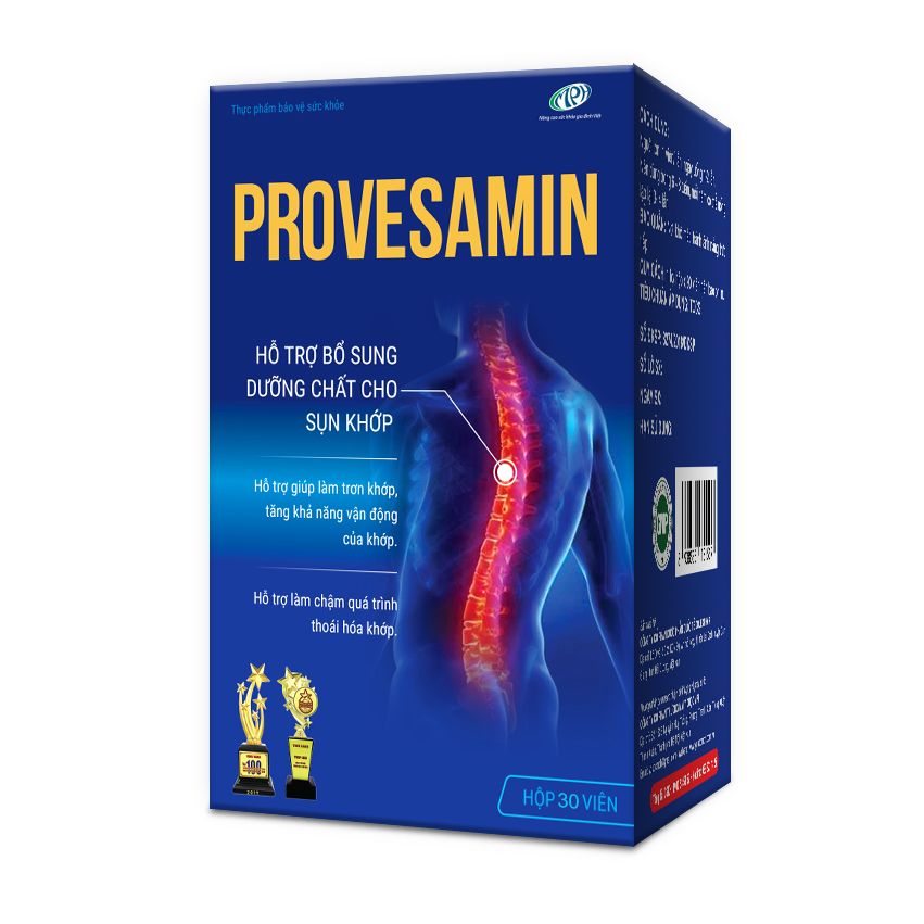 Viên uống Provesamin hỗ trợ điều trị đau nhức khớp, nuôi dưỡng tái tạo sụn khớp, ngừa thoái hóa khớp - Lọ 30 viên