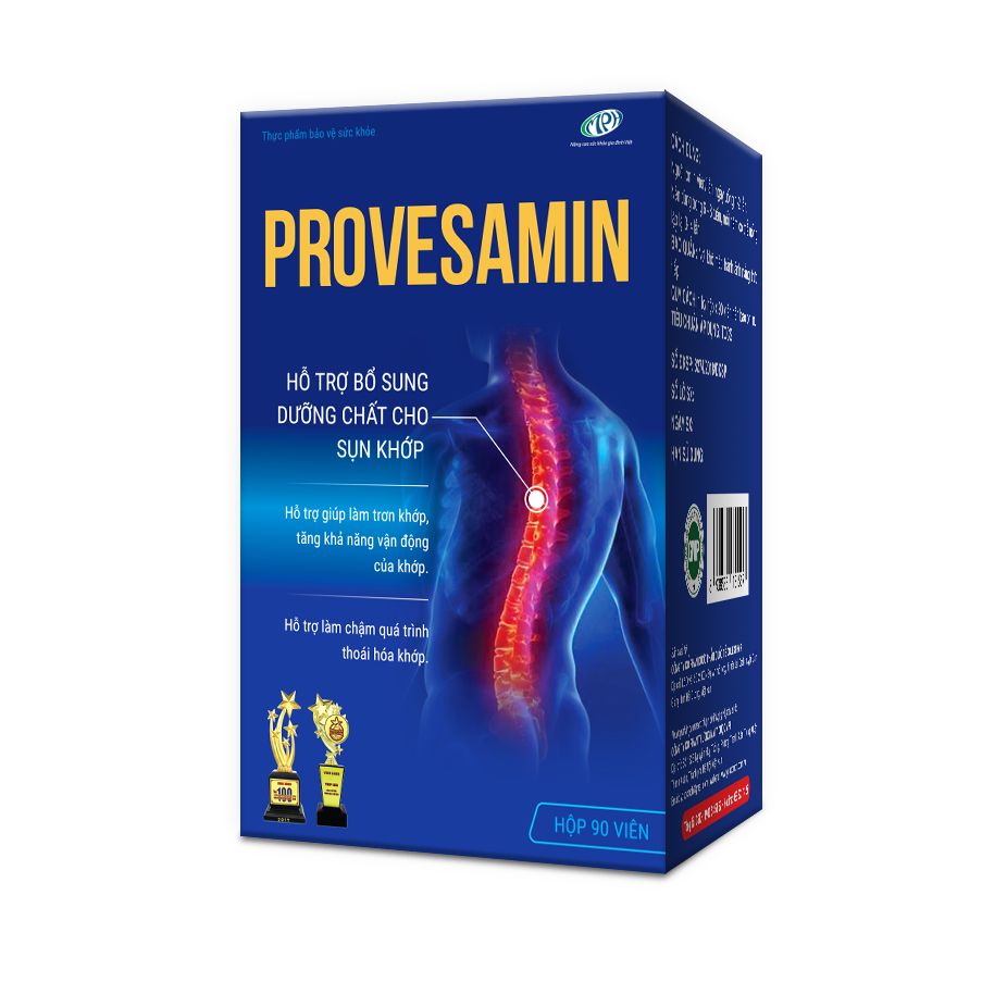 Viên uống Provesamin hỗ trợ điều trị đau nhức khớp, nuôi dưỡng tái tạo sụn khớp, ngừa thoái hóa khớp - Lọ 90 viên
