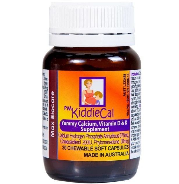 Viên nhai KiddieCal Catalent bổ sung canxi và vitamin D (30 viên)