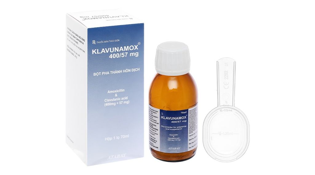 Thuốc Klavunamox 400/57mg Atabay điều trị nhiễm khuẩn đường hô hấp (70ml)