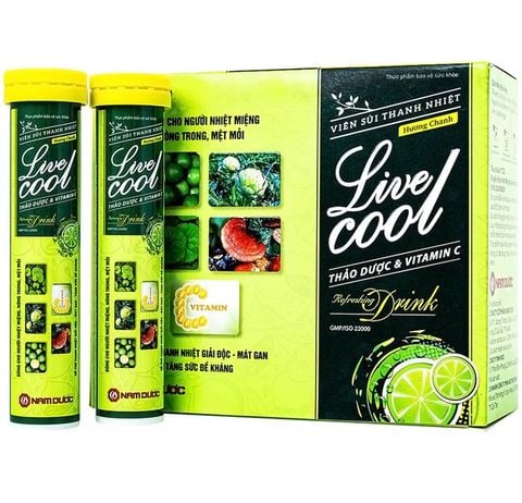 Viên sủi Thanh Nhiệt Livecool Nam Dược hương chanh giải độc, mát gan, tăng cường sức đề kháng (16 viên)