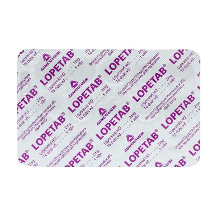 Lopetab - Loperamid 2mg  điều trị triệu chứng tiêu chảy cấp tính và mạn tính (10*15)