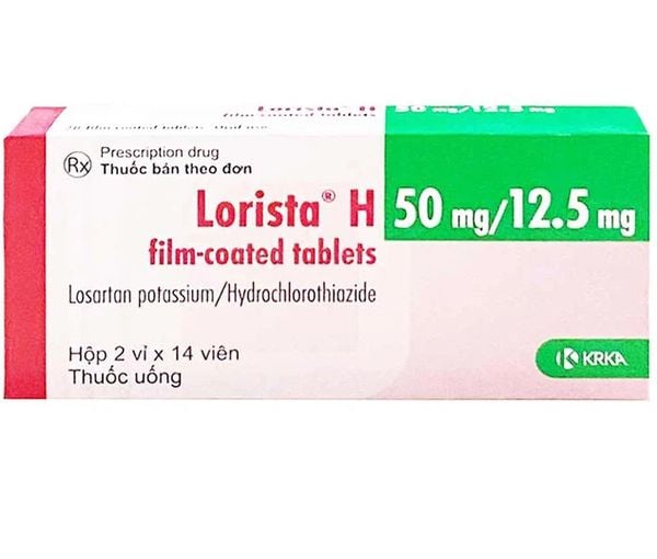 Viên nén Lorista H 50mg/12.5mg KRKA điều trị huyết áp cao (2 vỉ x 14 viên)
