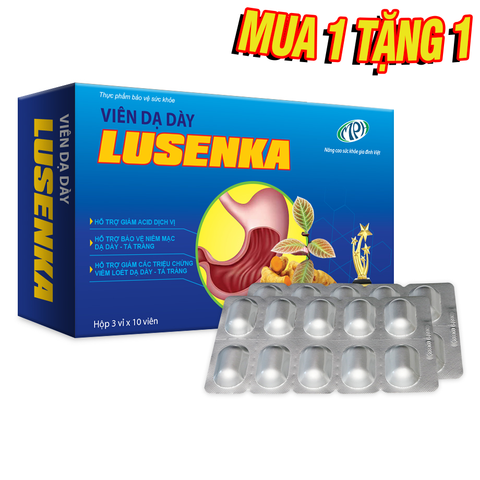 Viên dạ dày Lusenka Hỗ trợ điều trị viêm loét dạ dày, trào ngược dạ dày, Giảm dịch acid, bảo vệ niêm mạc dạ dày tá tràng - Hộp 50 viên
