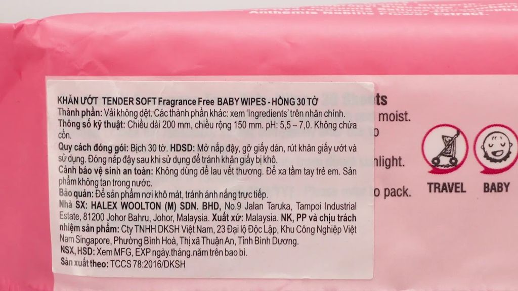 Khăn ướt em bé Tender Soft Baby Wipes không mùi gói 30 miếng