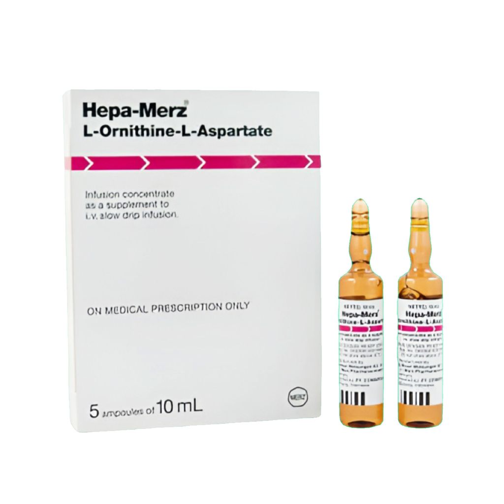 Thuốc tiêm Hepa Merz 5g điều trị xơ gan, gan nhiễm mỡ, viêm gan (5 ống x 10ml)