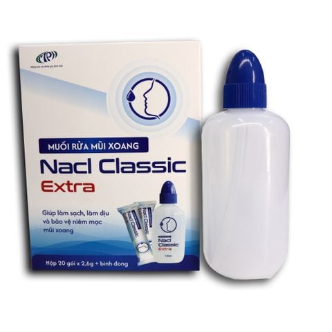 Muối rửa mũi xoang NaCl Classic Extra - Làm sạch dịu nhẹ, bảo vệ niêm mạc mũi xoang (có bình)