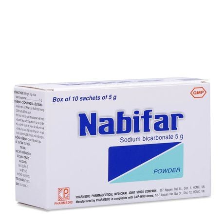 Nabicarbonat - Nabifar 5g hộp 10 gói - Vệ sinh phụ nữ