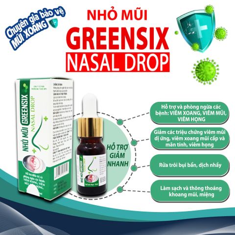 Dung dịch nhỏ mũi GREENSIX - Hỗ trợ phòng ngừa và điều trị các bệnh viêm xoang, viêm mũi, viêm họng