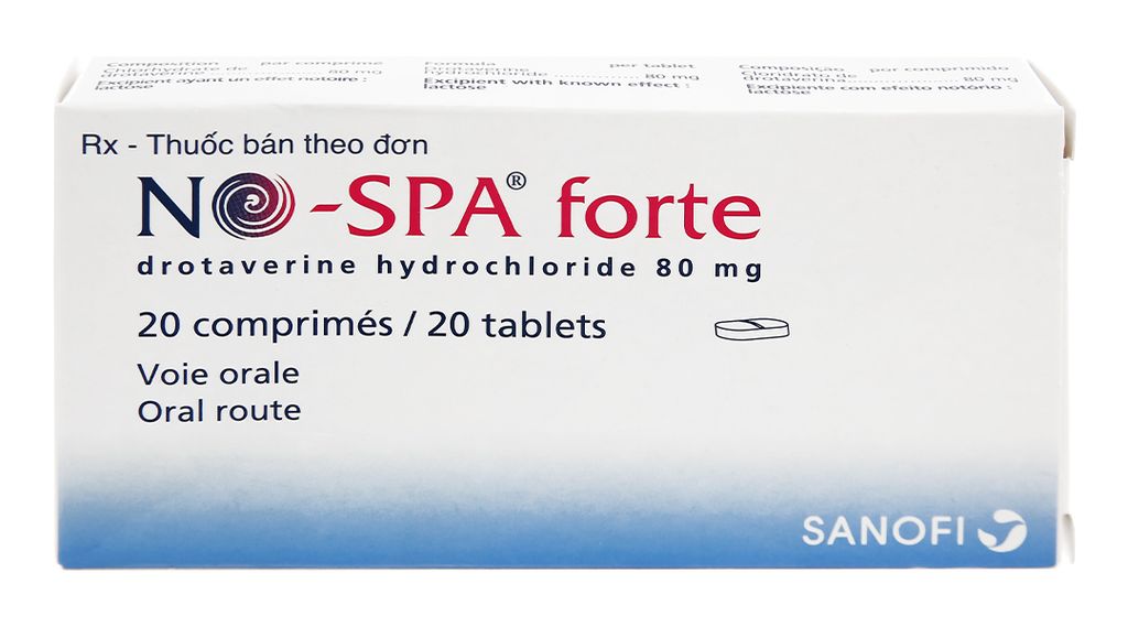 No-Spa Forte 80mg giảm đau do co thắt tiêu hóa (2 vỉ x 10 viên)