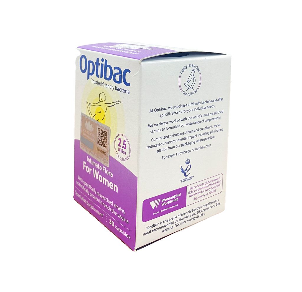 Viên uống Optibac Intimate Flora For Women hỗ trợ bổ sung lợi khuẩn cho nữ giới Hộp 30 viên