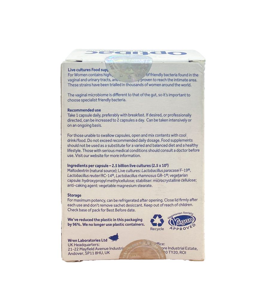 Viên uống Optibac Intimate Flora For Women hỗ trợ bổ sung lợi khuẩn cho nữ giới Hộp 30 viên