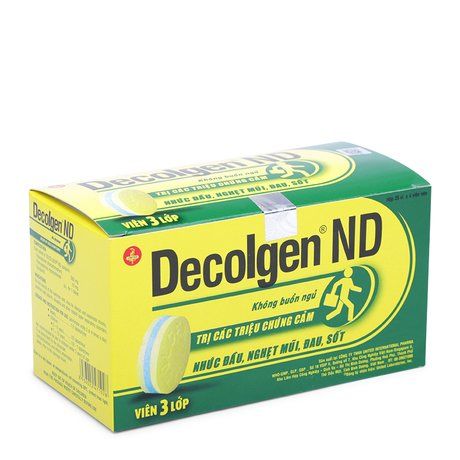 Decolgen ND Không buồn ngủ (Hộp 25 vỉ x 4 viên) Ho, Sốt, Cảm, Hắt hơi, Sổ mũi, Đau đầu.