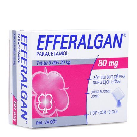 Efferalgan 80mg (Hộp 12 gói) - Giảm đau, hạ sốt, đau răng cho trẻ em.