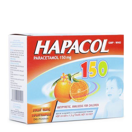 Hapacol 150 (Hộp 24 gói) - Giảm đau, hạ sốt, đau răng cho trẻ em.