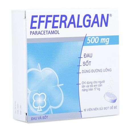 Efferalgan 500mg (Hộp 16 viên sủi) - Giảm đau, hạ sốt, đau răng, đau cơ xương khớp đau bụng kinh cho người lớn