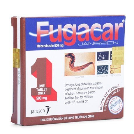 Fugacar Mebendazole 500mg Socola - Thuốc tẩy giun, sán