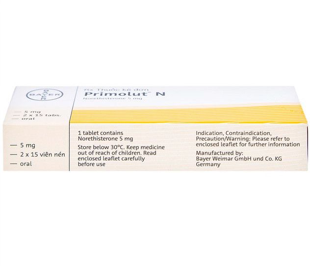 Thuốc Primolut N Bayer điều trị xuất huyết do rối loạn chức năng (2 vỉ x 15 viên)