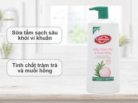 Sữa tắm Lifebuoy tràm trà và muối hồng chai 831ml