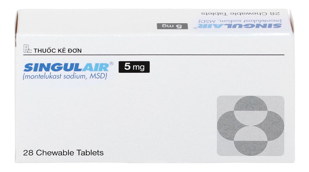 Viên nhai Singulair 5mg trị hen suyễn (2 vỉ x 14 viên)