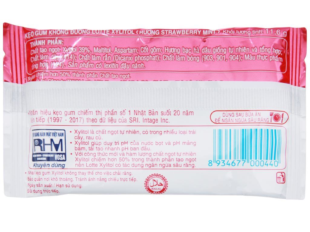 Xylitol strawberry mint vỉ (15*8)