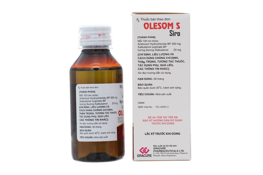 Siro Olesom S trị ho, tan đàm trong bệnh lý hô hấp lọ 100ml