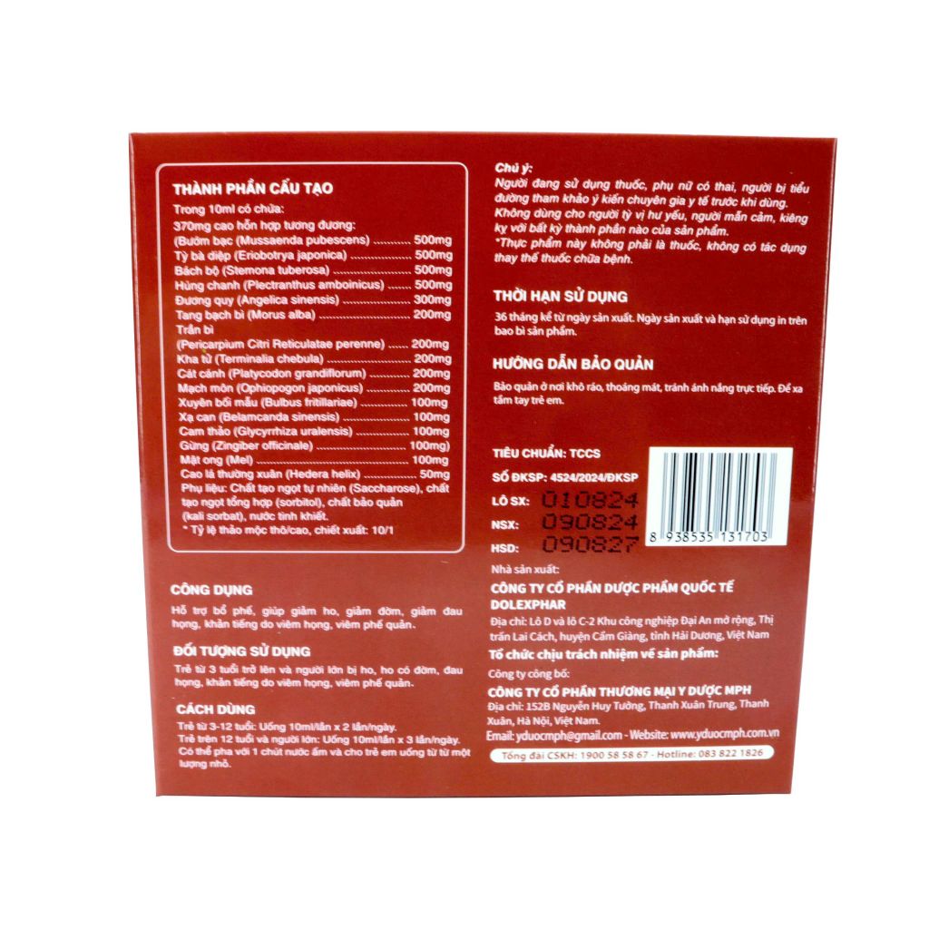 Siro ho thảo dược Skipcought Extra bổ phế, giảm ho, giảm khàn tiếng do viêm họng, viêm phế quản