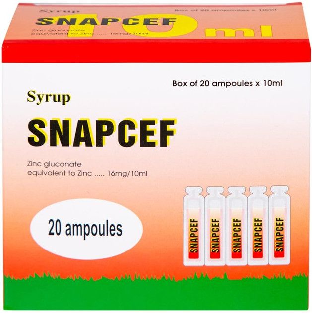 Siro Snapcef 16mg/10ml Hải Dương bổ sung kẽm, tăng cường sức đề kháng (20 ống x 10ml)