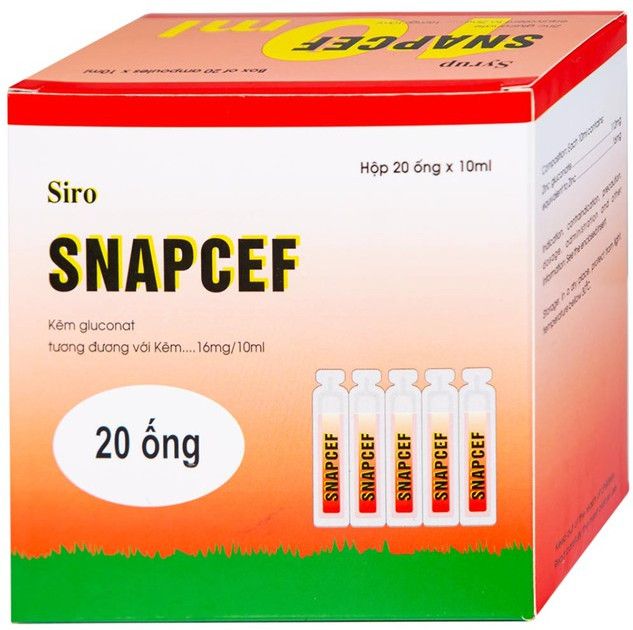 Siro Snapcef 16mg/10ml Hải Dương bổ sung kẽm, tăng cường sức đề kháng (20 ống x 10ml)
